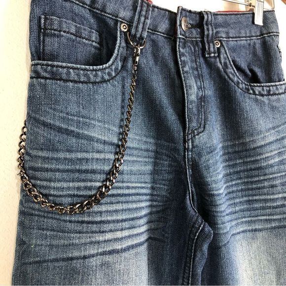 EXTREME ZONE Vintage 90’s Straight Relaxed Jeans with Chain Kids 12 - Picture 4 of 7